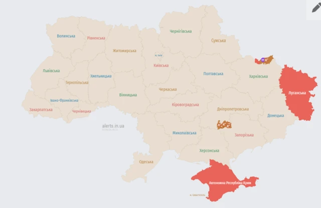 карта воздушной тревоги