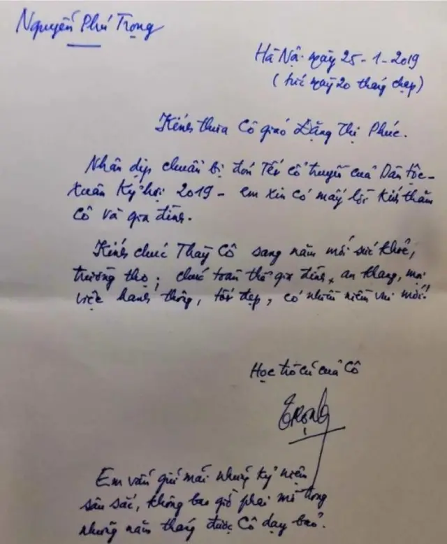 Bức thư ông Nguyễn Phú Trọng