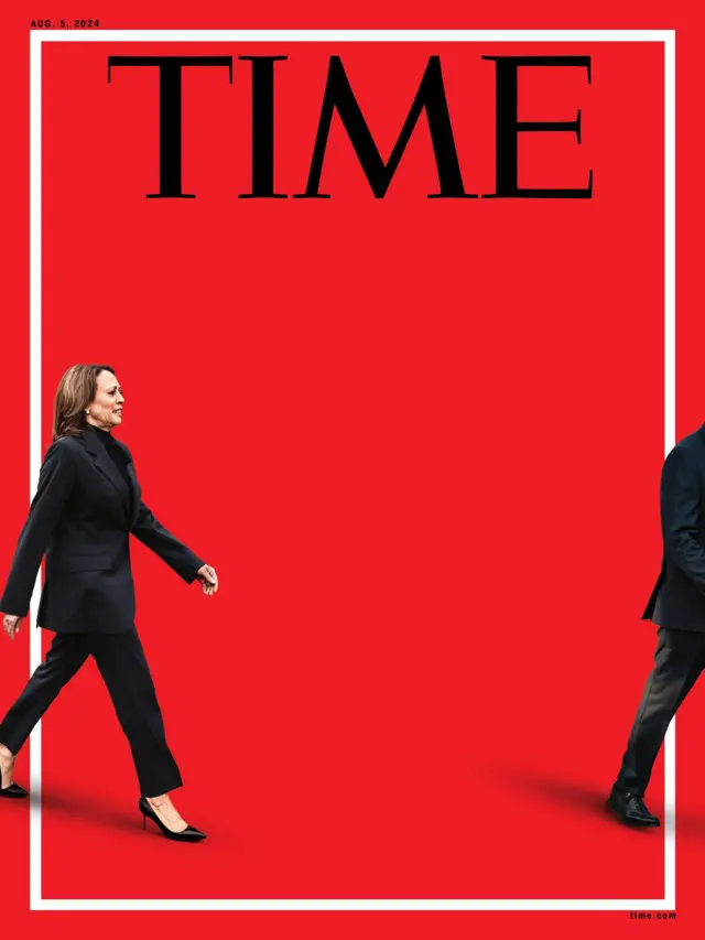 روی جلد مجله تایم از ورود کامالا هریس به عرصه رقابت‌های انتخاباتی آمریکا و خروج جو بایدن