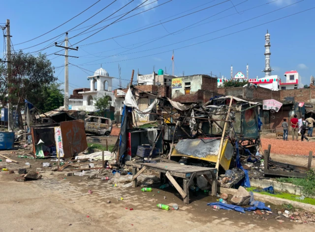 नूंह में पिछले साल दो संप्रदायों के बीच हिंसा की घटनाएं हुईं थी (बीबीसी पर पिछले साल की तस्वीर)