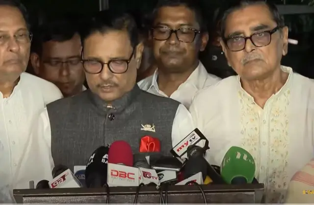 ১৪ দলের বৈঠক শেষে আওয়ামী লীগের সাধারণ সম্পাদক ওবায়দুল কাদেরের ব্রিফিং