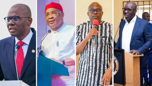 Collage of Lagos govnor Babajide Sanwo-Olu, Imo govnor Hope Uzodinma, Rivers govnor SiminalayiFubara and Edo govnor, Godwin Obaseki