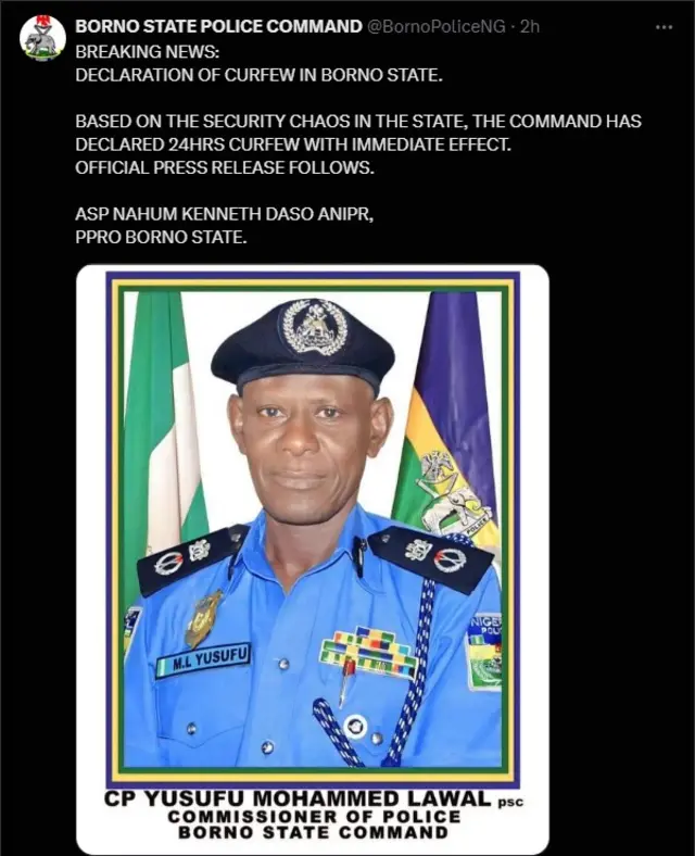 Borno state police compulsory curfew