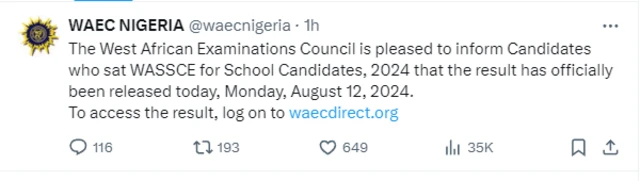 Okwe ule WAEC afọ 2024 agbaala