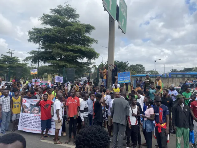 Protesters for day two at Ojota