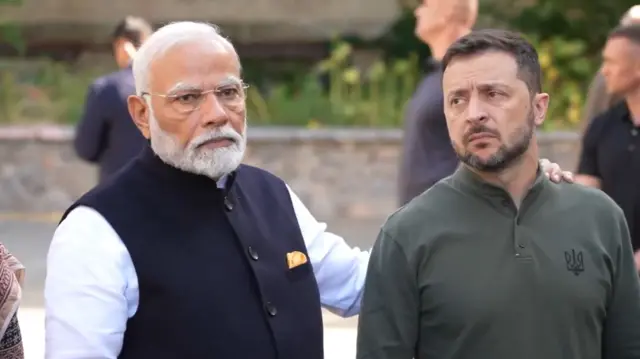 भारत के प्रधानमंत्री नरेंद्र मोदी और यूक्रेन के राष्ट्रपति वोलोदिमीर ज़ेलेंस्की