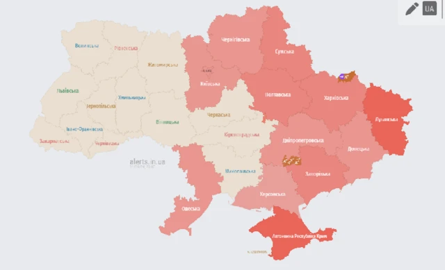 карта воздушной тревоги