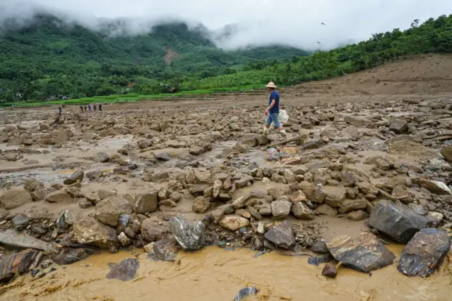 Khu vực xảy ra thảm họa lũ quét tại thôn Làng Nủ, xã Phúc Khánh, huyện Bảo Yên, tỉnh Lào Cai