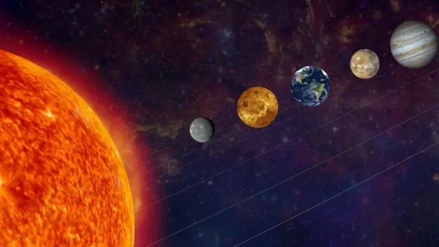 सूर्य और ग्रहों की प्रतीकात्मक तस्वीर