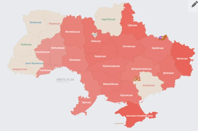 карта воздушной тревоги