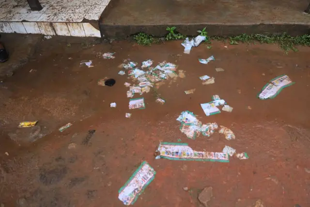 Ballot papers inside water