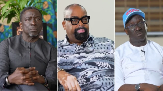 Collage foto of Asue Ighodalo, Olumide Akpata and Peter Okpebholo