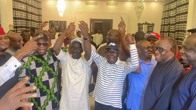 APC leadership gather to celebrate Monday Okpebolo win for di polls