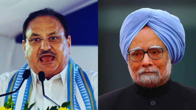 बीजेपी अध्यक्ष जेपी नड्डा और पूर्व प्रधानमंत्री मनमोहन सिंह