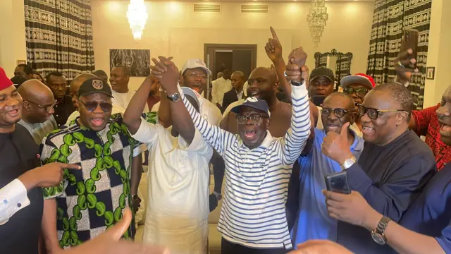 APC leadership gather to celebrate Monday Okpebolo win for di polls