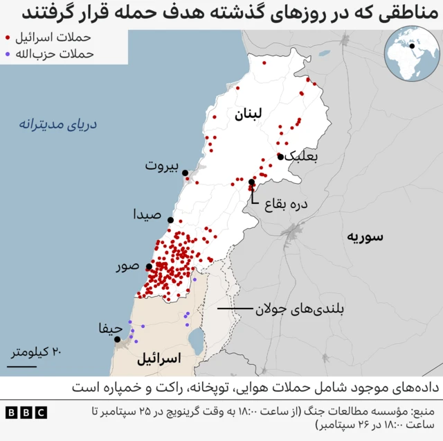 نقشه لبنان و اسرائیل