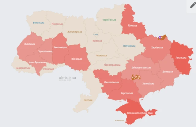 карта воздушной тревоги