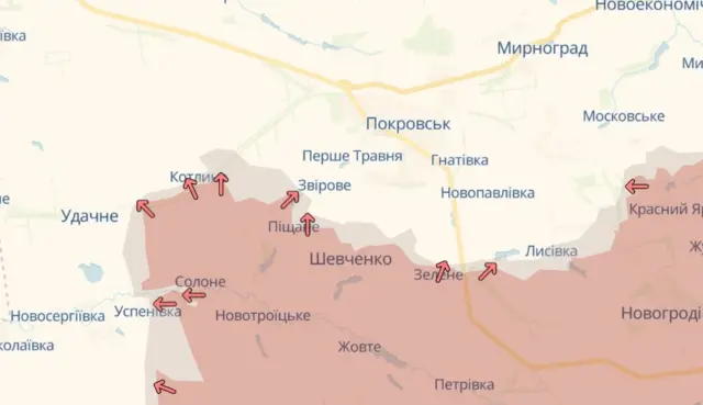 карта фронта, Покровск