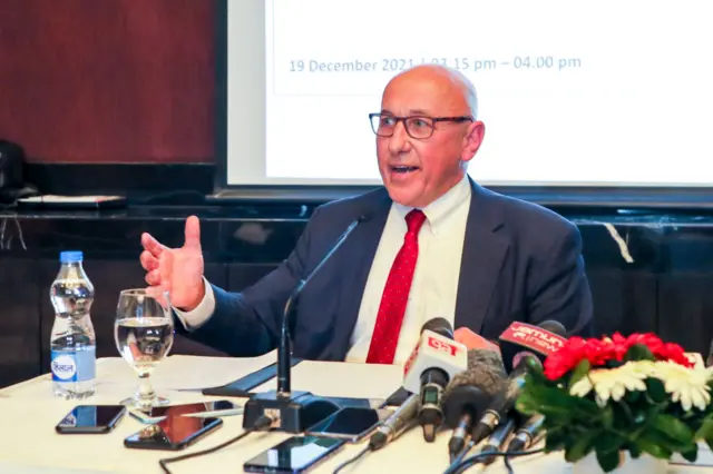 ၂၀၂၁ ခုနှစ်တုန်းက ဘင်္ဂလားဒေ့ရှ် နိုင်ငံမှာ ပြုလုပ်တဲ့ ကုလအထူးကိုယ်စားလှယ် တွန် အန်ဒရူးစ်ရဲ့ သတင်းစာရှင်းလင်းပွဲ