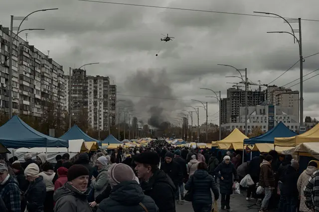 Продовольственная ярмарка на фоне пожаров