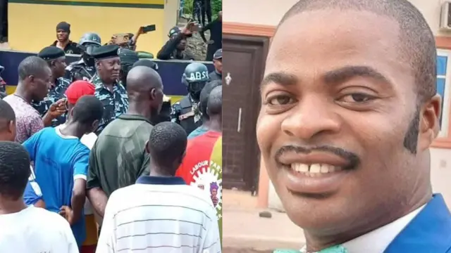 Kọmịshịọna ndị uweojii n’Abia steeti bụ Danladi Isa gara zute ndị na-eme ngagharịiwe maka ọnwu Wisdom Akobundu Okorie nwụru anwụ n'aka ndị uweojii