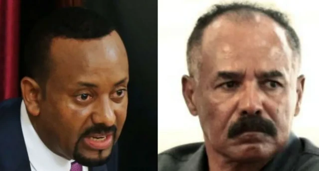 Firaministan Ethiopia Abiy Ahmed (a hagu) da Shugaban Eritrea Isaias Afewerki