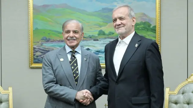 وزیراعظم محمد شہباز شریف اور ایران کے صدر ڈاکٹر مسعود پیزشکیان کی ملاقات