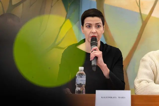 Мария Колесникова во время пресс-конференции