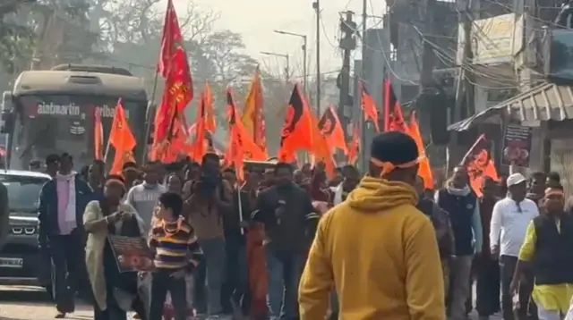 পেট্রাপোলে বিক্ষোভ মিছিলে মূলত অংশ নেন বিজেপির স্থানীয় কর্মীরাই