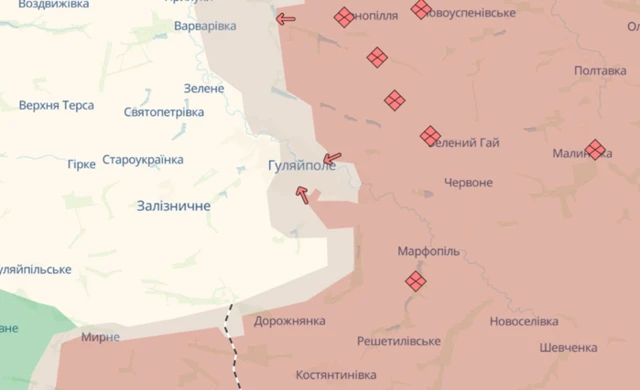 карта фронта в районе Гуляйполя