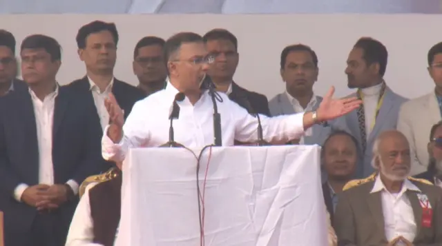 সংবর্ধনাস্থলে তারেক রহমান