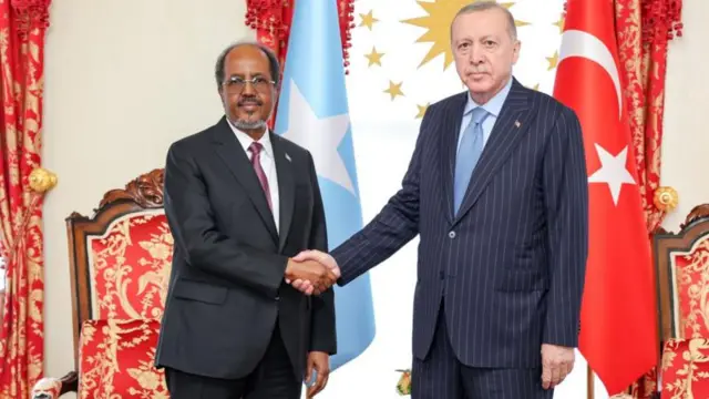 Pirezidantii Somaaliyaa Hasan Sheek Mahmuud (bitaa) fi Pirezidantii Turkii Rasiip Xayyib Erdogaan