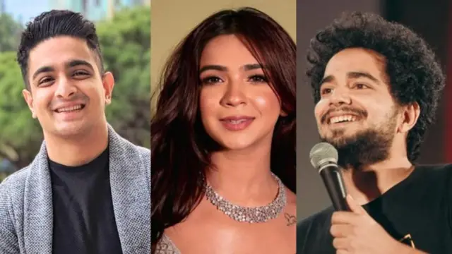 बाएं से दाएं- रणवीर इलाहाबादिया, अपूर्वा मखीजा और समय रैना