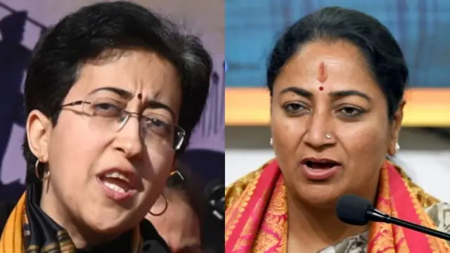 बाएं से दाएं- आतिशी और रेखा गुप्ता