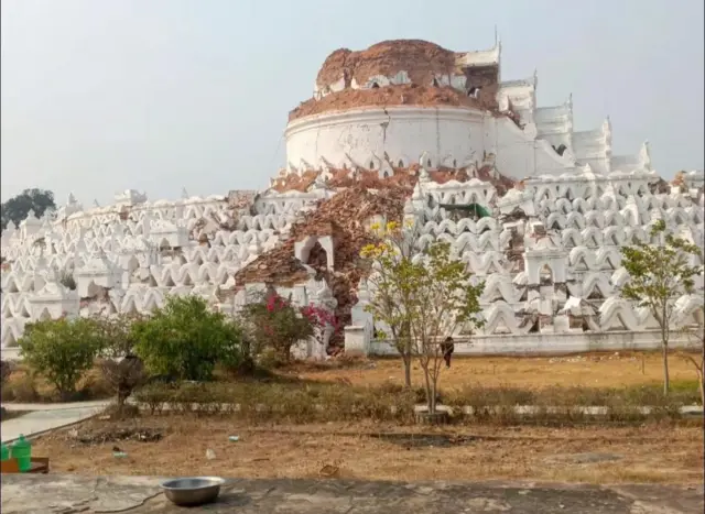 မတ် ၂၈ ရက် အင်အားပြင်းငလျင်ကြောင့် အကြီးအကျယ် ပျက်စီးသွားတဲ့ မြသိန်းတန်စေတီ