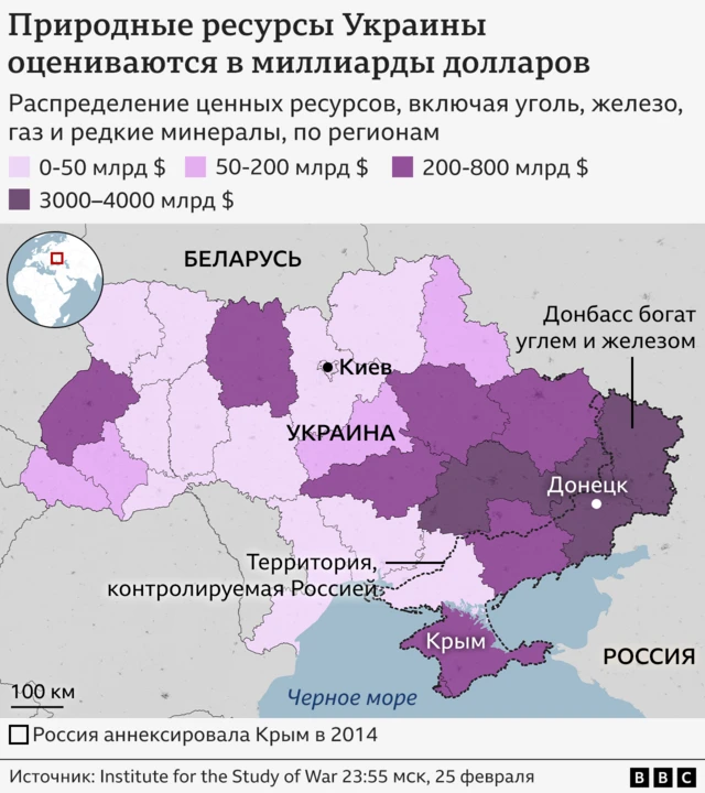 Распределение полезных ископаемых Украины