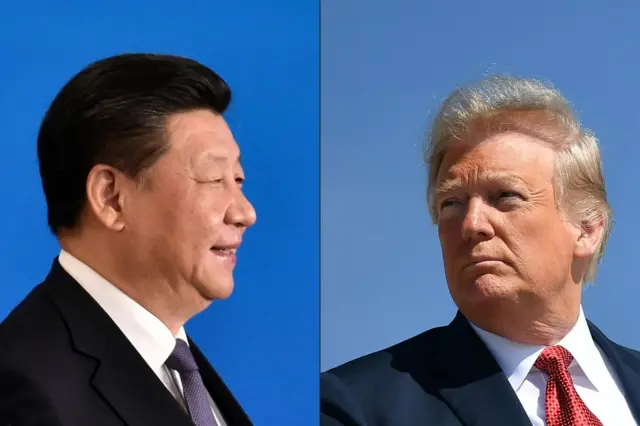 Onyeisiala mba Chaịna bụ Xi Jinping (L) na nke US bụ Donald Trump