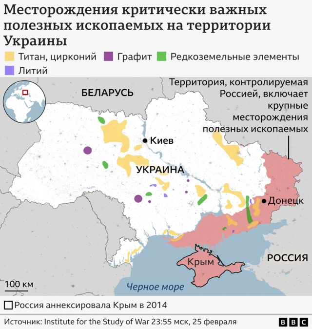Графика расположения минеральных ресурсов Украины