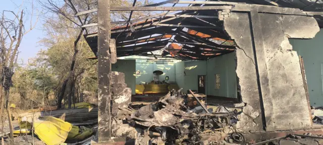 ဖေဖော်ဝါရီလ ၂၂ ရက်နေ့ တုန်းက တောင်သာမြို့နယ်၊ ထန်းပင်ကန်ကျေးရွာ ဓမ္မာရုံအနီး လေကြောင်းကနေ ဗုံးကြဲတိုက်ခိုက်ပြီးနောက်မြင်ကွင်း