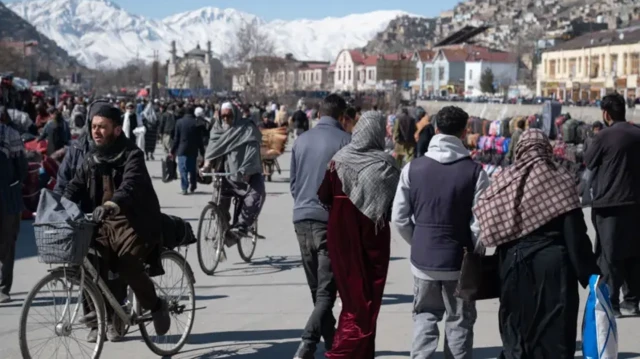 Women are accompanied by male chaperones when out in the public square
