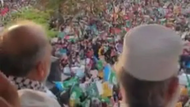 امیر جماعت اسلامی حافظ نعیم نے اسلام آباد میں غزہ کے ساتھ یکجہتی کے لیے مارچ کے شرکا سے خطاب