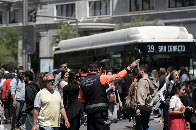 خیابانی در مادرید، پایتخت اسپانیا، بعد از قطع برق