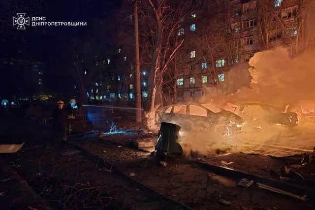 Последствия атаки дронов на город Днепр