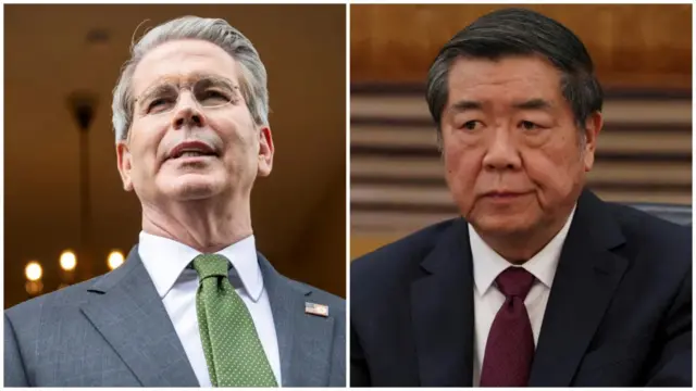 Odeakọ akwụkwọ ego mba Amerịka bụ Scott Bessent na osote Praịm minister mba Chaịna bụ He Lifeng