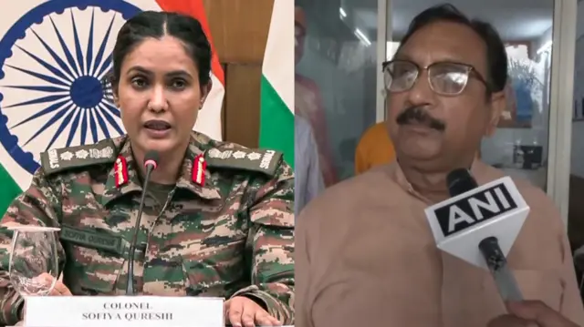 कर्नल सोफ़िया क़ुरैशी और मध्य प्रदेश के जनजातीय कार्य मंत्री विजय शाह