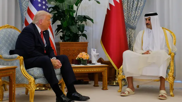 دیدار ترامپ با امیر قطر در قصر مجلل لوسیل
