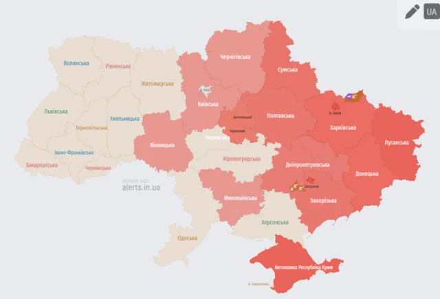 карта воздушной тревоги