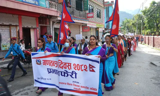 गणतन्त्र दिवसका अवसरमा म्याग्दीमा निकालिएको प्रभातफेरी