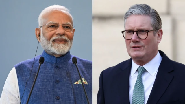 प्रधानमंत्री नरेंद्र मोदी और ब्रिटेन के प्रधानमंत्री किएर स्टार्मर