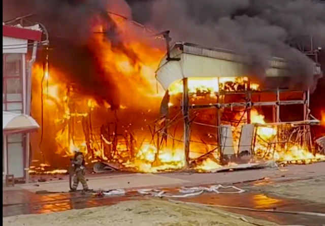 пожар на рынке в Харькове